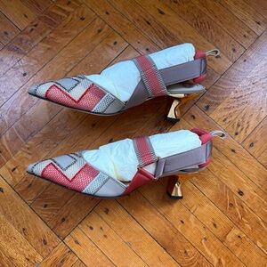 Mesh Lambskin Crystal FF Colibri Slingback Pumps